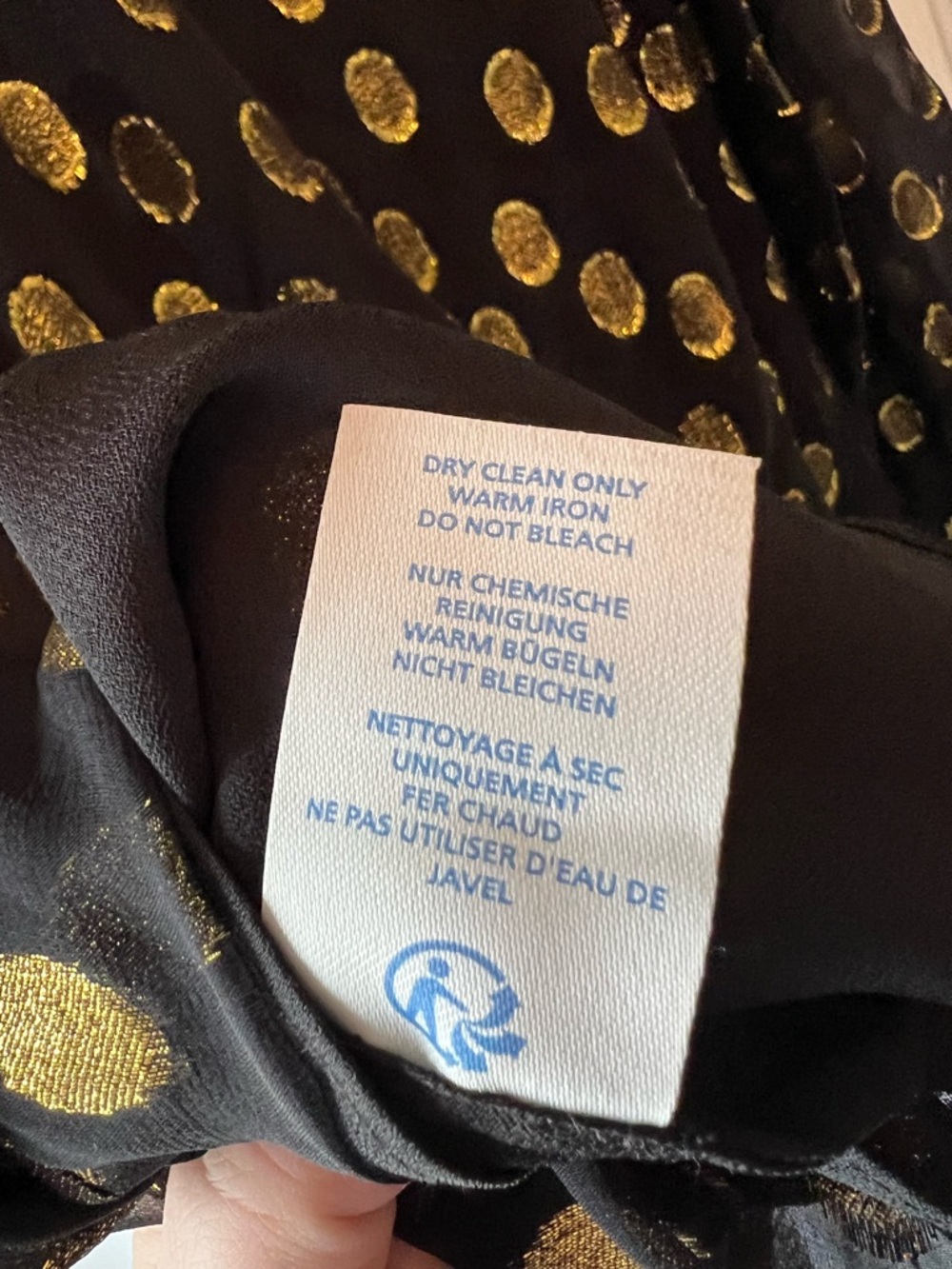 Boden Black Blouse with Gold Polka Dots - Picture 5 of 6